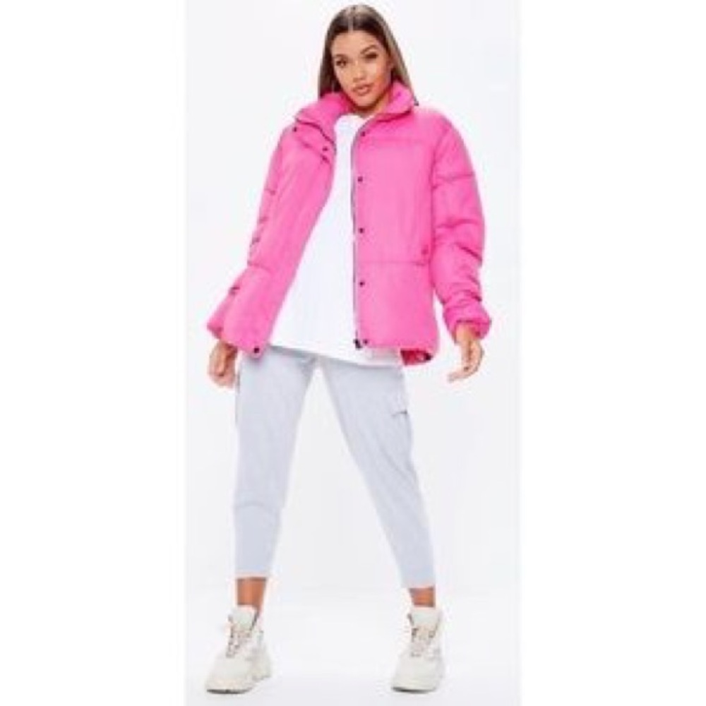 Missguided Oversized Pink Puffer Jacket